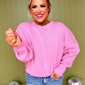Double Zero Vibrant Pink Crew Neck Sweater
